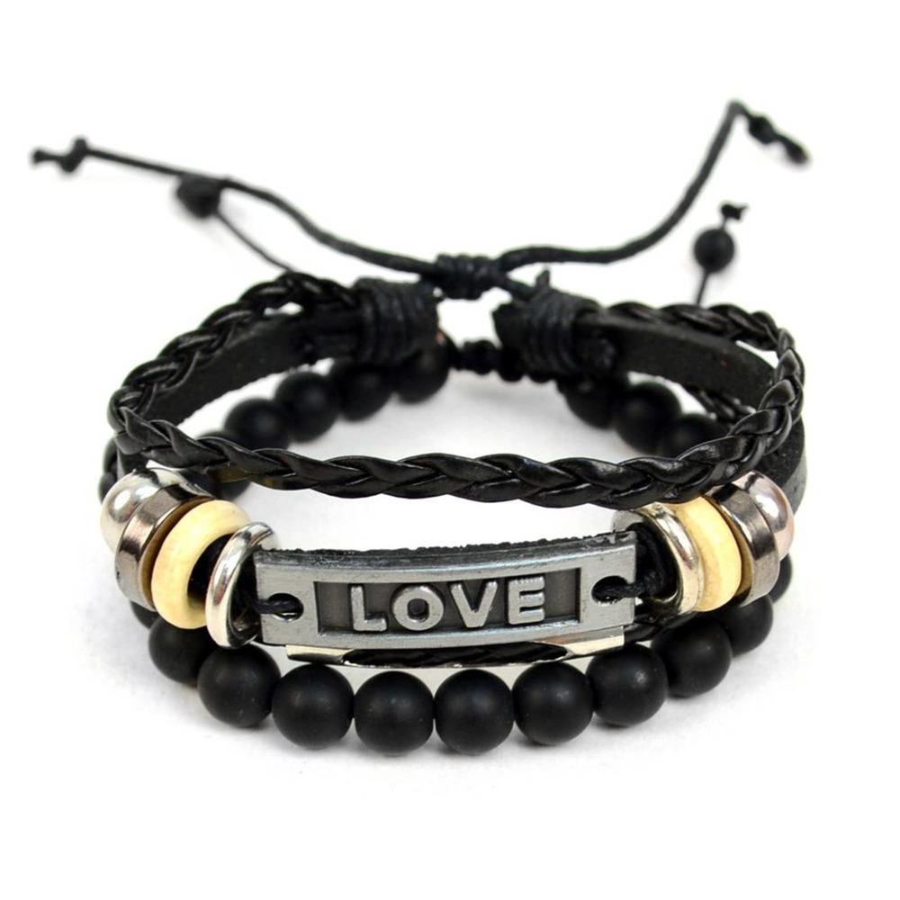 Genuine Leather & Natural Stone Bracelet